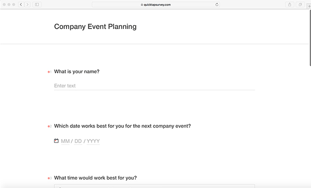Company Event Planning Survey Template
