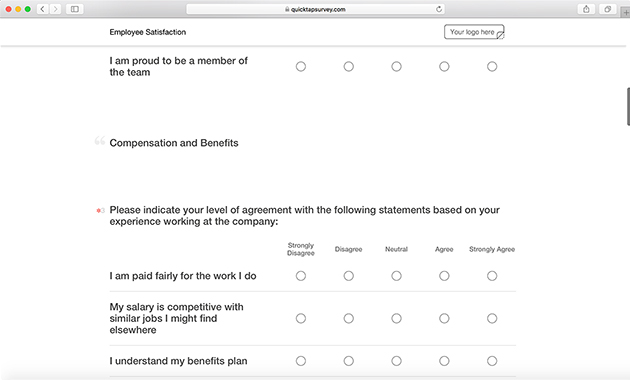 Employee Satisfaction Survey Template & Questions | QuickTapSurvey