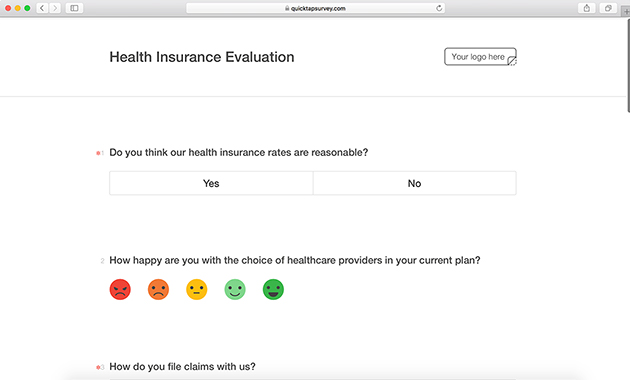 Online Health Insurance Evaluation Survey Template