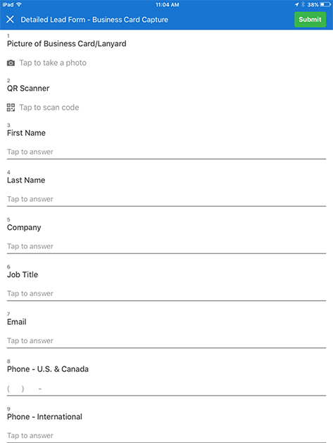 Business card capture template